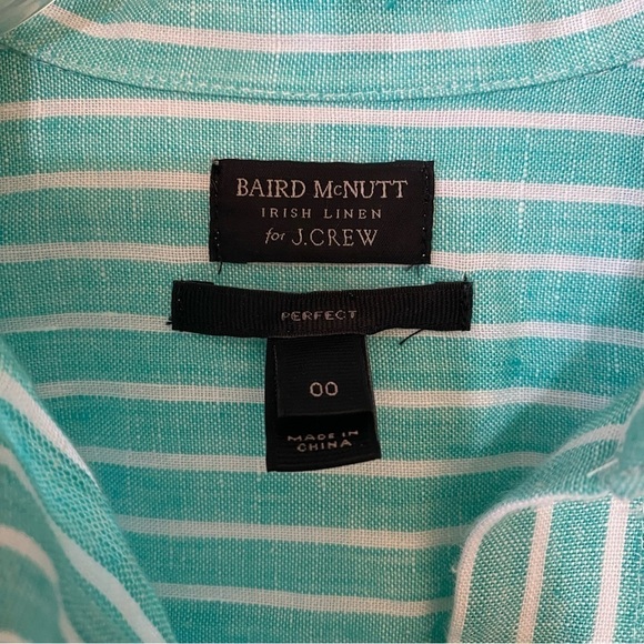 J Crew Irish Linen Baird McNutt Striped Button Down Shirt Sz 00 - Picture 2 of 9